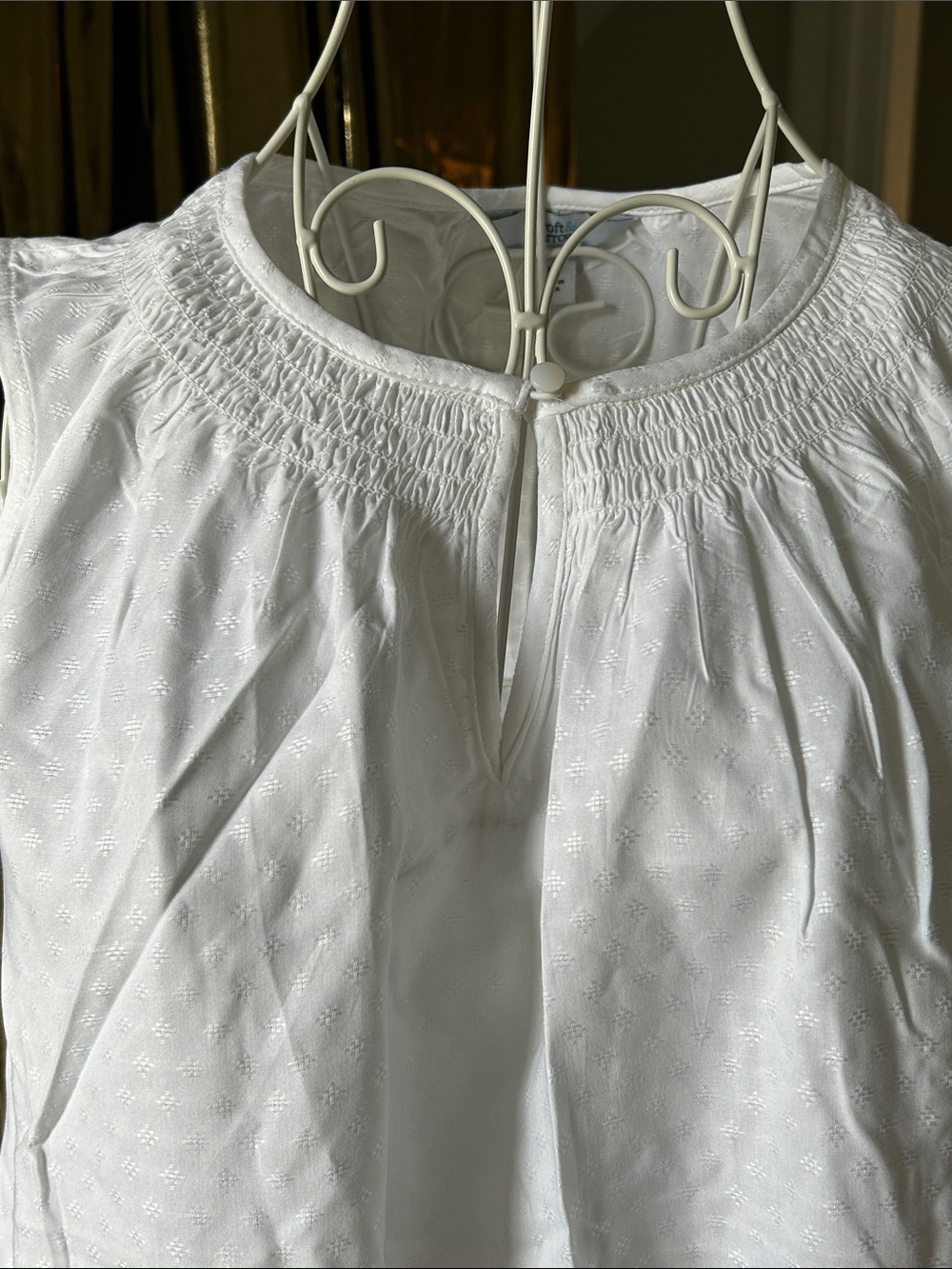 croft & barrow White Smocked Yoke Peasant Blouse - Picture 4 of 8